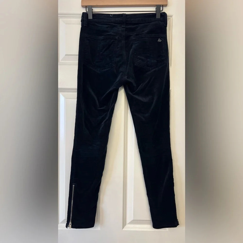 Rag & Bone Navy Velvet crop Pant with Zipper detail Size 26 - Picture 2 of 12